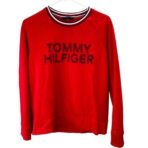 Vintage Tommy Hilfiger Sweatshirt size S Red Blue Crewneck Spellout Pullover
